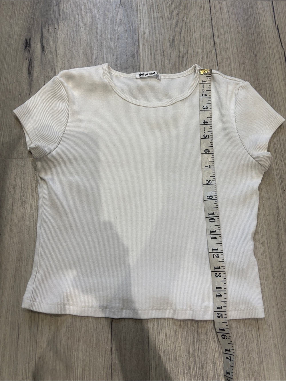 Reformation Cream Ribbed Short Sleeve Tee - Picture 3 of 9